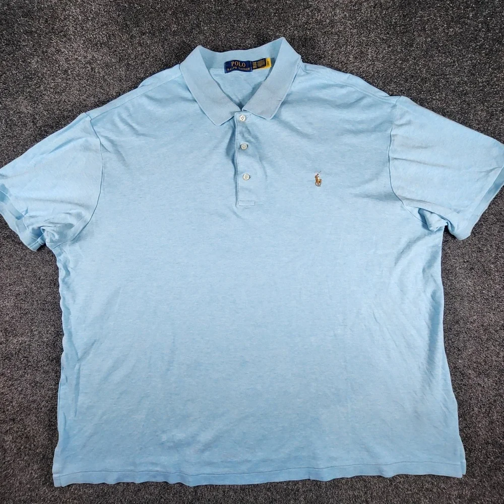 Lot Of 2 Polo Ralph Lauren Polo Shirts Mens‎ 2XB Blue Grey Short Sleeve Knit EUC